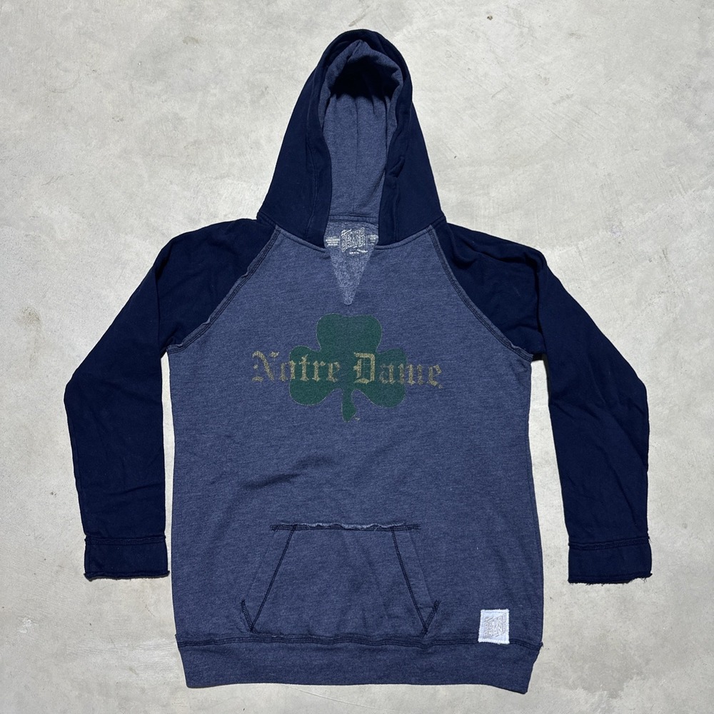 Retro Brand Notre Dame Pullover Hoodie Women's Size M Blue USA MADE Sweatshirt
